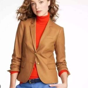 J Crew 100% Wool Blazer Schoolboy Camel Tan design buttons Women’s Size 2